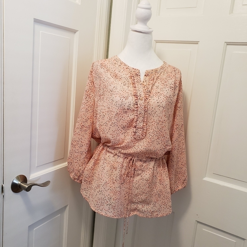 Liz Claiborne Peach Colored Speckled Blouse Size Large, classic